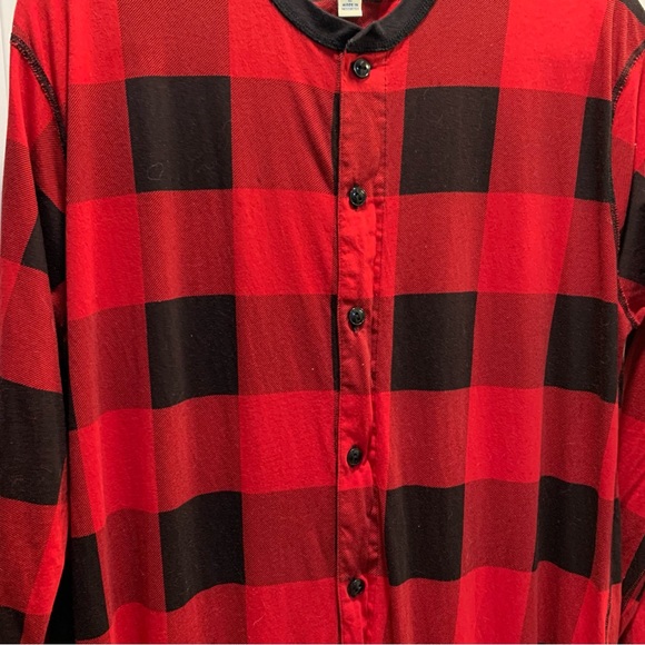 JCREW knit goods. Lg. Mens. Red & Black plaid. Full body button up adult pjs. - Picture 7 of 14